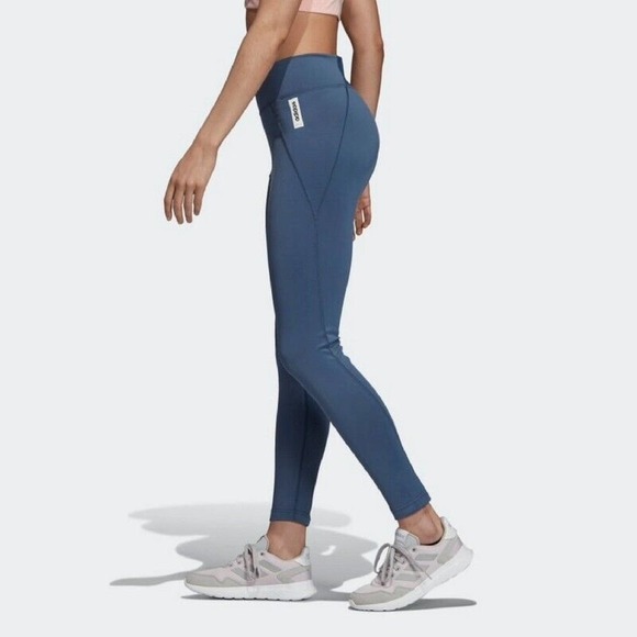 Adidas CLIMALITE Women’s S Small W BB High-Waisted Athletic Training Tights Blue - Picture 2 of 10